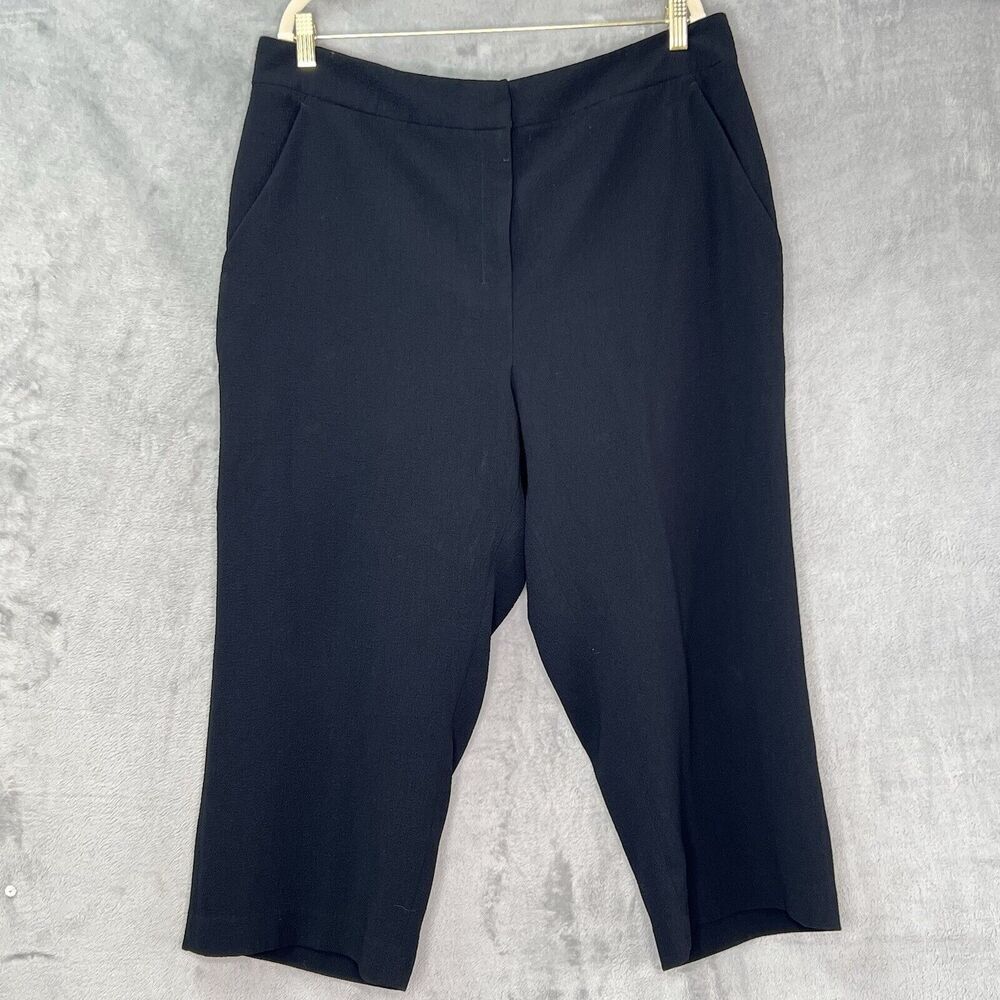 MM Lafleur Black Cropped Dress Pants Womens Plus Size +1 Textured Career Pockets